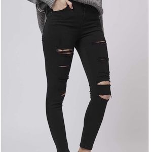 Topshop motto Jaime black distressed jeans skinny
